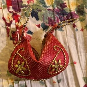 NWOT Elegant Red Embellished Women's Bag